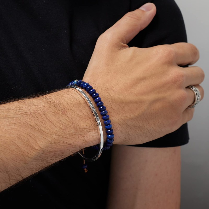 Treasure Bay Solid 925 Sterling Silver Bangle for Men and