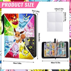 Hlisippa 4 Pocket Card Binder, 400 Pockets Trading Card Binder, PU Card Folder with 50 Double Sleeves, Portable Zipper Binder for Collectors