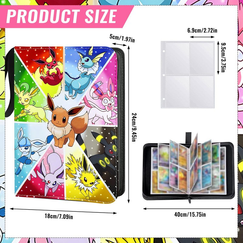 Hlisippa 4 Pocket Card Binder, 400 Pockets Trading Card Binder,