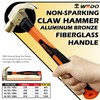 WEDO Non-Sparking Claw Hammer 8oz(1/2lb), Spark-free Safety Claw Hammer, Aluminum