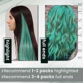 RUNATURE 20 Inch I Tip Hair Extensions Human Hair Teal Green Itip Human Hair Extensions Colored Real Hair Extensions for Highlight Long I Tip Extensions Real Human Hair 25g 25s