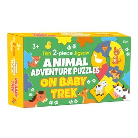 Animal Adventure Puzzles on Baby Trek: Ten 2-Pieces Jigsaw for Kids Learn and Play | Brain Games | Mind Teaser | Puzzle Set; 3+ Ages