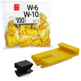 Mounting Clips for Quick Plaster Profile W-6/W-10, Set of 100, Plastic Yellow/Black, for Cleaning Rail, Clips, Quick Cleaning Profile Mounting System & Sealing Cap Lun Fix