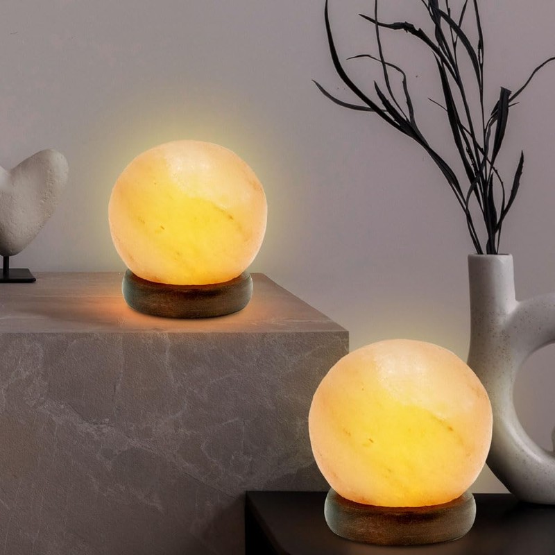 Table Lamp Salt Crystal Salt Crystal Lamp Wooden Base Table