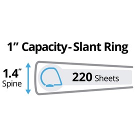 AVERY Durable View Binder w/Slant Rings, 11 x 8 1/2, 1" Cap, Aqua (17295)