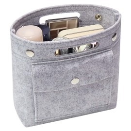 MISIXILE Mini Tote Purse organizer insert, Felt lightweight Handbag Organizer Fits LV NeoNoe Perfectly - light grey
