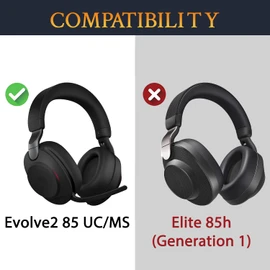 SOULWIT Cooling Gel Earpads Replacement for Jabra Evolve2 85 UC/Evolve 2 85 MS Wireless Headset (Do Not fit Elite 85H), Ear Pads Cushions with Ice Silk Fabric, Noise Isolation Foam - Black