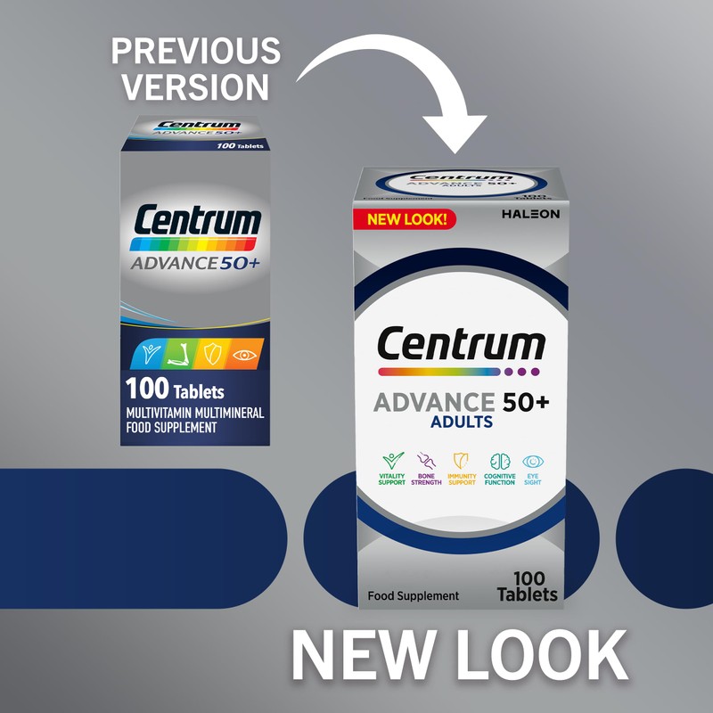Centrum Advance 50+ Tablets Multivitamin & Mineral Supplements, with 24
