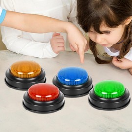 Game Buzzers for Game Night - Game Answer Buzzers with Lights and Sound for Show - Quick Response Button Fun 4X Easy to Use for Party Accessory