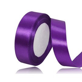 Purple Satin Ribbon 1 Inch x 25 Yards, Solid Color Polyester Fabric Ribbon for Gift Wrapping, Crafts, Bows Making, Wreaths, Sewing Projects, Baby Showers and Wedding Party Decoration