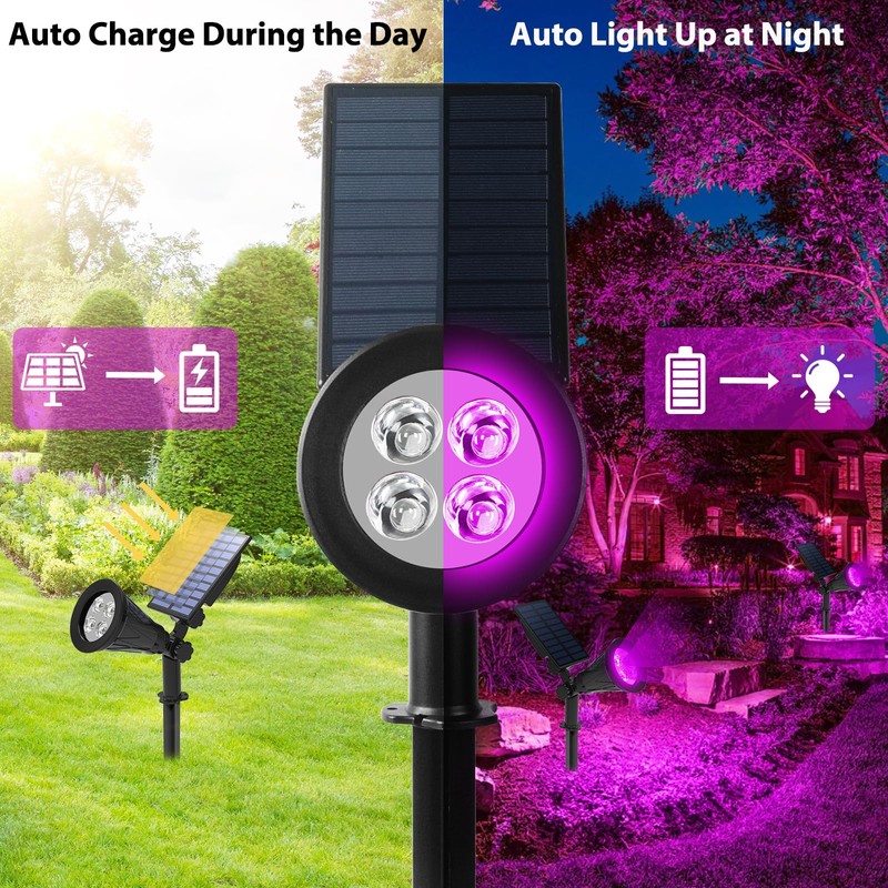 T-SUN [2 Pack] LED Solar Spotlights, Waterproof Outdoor Security Landscape