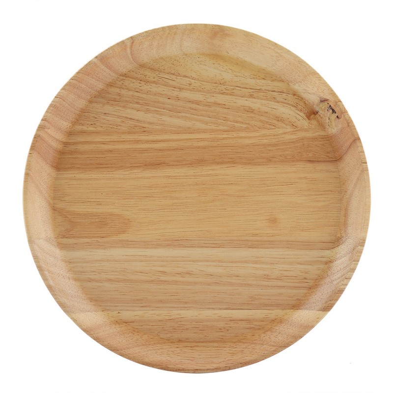 Round Wood Tea Tray Sushi Snacks Fruits Serving Plate Dish