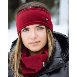 Lupa Handmade Unisex Triple-Layer Micro Fleece Headband - Headband Ear Warmer - Ear Warmers for Women & Men - Ears Cover (Burgundy)