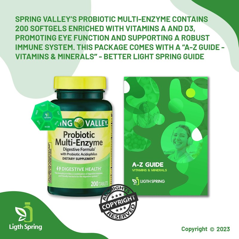 Probiotic Multi-Enzyme Digestive Formula Tablets, 200 Count with Bundle Exclusive