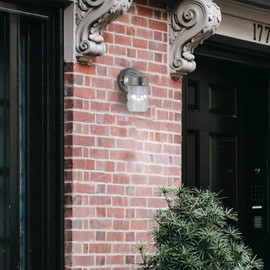 Ciata 1 Light Wall Lantern Sconce Fixture Jelly Jar Outdoor Down Light with Clear Glass (Black)