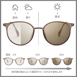 Feisedy TR90 B1161 Women's Glasses, Sunglasses, Color Changing Lens, UV400, Lightweight, Fashion, Unisex, Tan frame · Tarnished brown lens