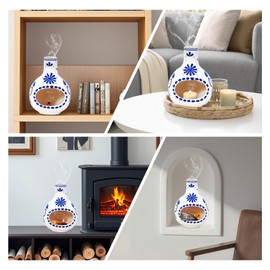 DHUJBFF Ceramic Palo Santo Holder Burner, Incense Holder for Palo Santo Sticks and Sage Bundles Mini Chiminea Incense Dish for Meditation, Yoga