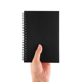 DSTELIN Blank Spiral Notebook, 1-Pack, Soft Cover, Sketch book, 100 Pages / 50 Sheets, 7.5 inch x 5.1 inch (Black)
