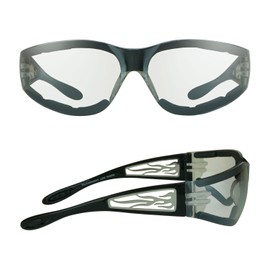 Clear Tinted Motorcycle Glasses Foam Padded for Men and Women. Clear Safety Polycarbonate Lenses and Vented EVA Foam Cushion