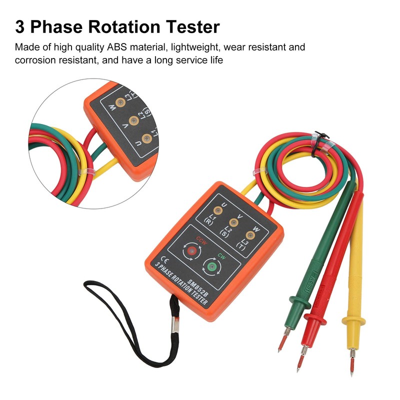 3 Phase AC60~600V Rotation Tester 20Hz to 400Hz Wide Frequency