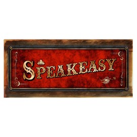 Homebody Accents Framed and Sun Protected Red Speakeasy Metal Sign, Framed and Sun Protected 6”x16, Art Deco, Vintage, Retro, Game Room, Den, Wall Décor