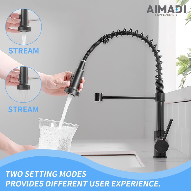 Oil Rubbed Bronze Kitchen Faucet,AIMADI Commercial Single Handle Single Hole
