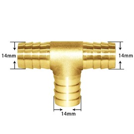 Joywayus 1/2" large(14mm) Hose Barb Tee T 3 way Union Fitting Intersection/Split Brass Water/Fuel/Air