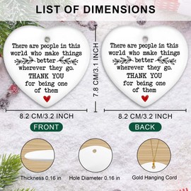 Thank You Gifts for Women, Friends, Family, 2025 Ceramic Christmas Ornaments Keepsake Appreciation Gifts for Coworkers, Boss, Employee, Teacher, Farewell Gift for Coworkers, Friendship Gift for Women