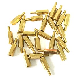 Male to Female Thread Spacer Screws Brass Hex Standoff M4 x 10mm + 6mm PCB Pillar for Drone Quadcopter, Computer and Circuit Board, Pack of 20, Gold