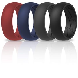 ThunderFit - Anillos de boda de silicona para hombre, ranuras interiores transpirables de flujo de aire, bandas de compromiso de goma de edición transpirable, 8,5 mm de ancho, 2,5 mm de grosor, 15.5 - 16 (23.47mm), Silicona