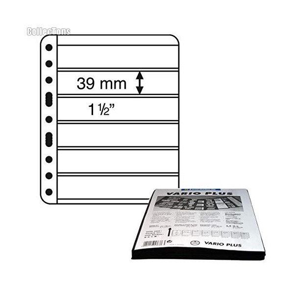5 Heavy Duty Lighthouse Vario Plus 6S Stamp Pages - Black 6 Pocket Pages - 5 Pack