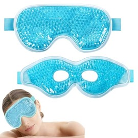 2 Mascara para Ojos de Dormir, Antifaz para Ojos Reutilizable,Mascara de Gel para Fria o Caliente,Máscara de Ojos con Respaldo de Felpa Suave de Hielo Alivia los Ojos Hinchados, Migraña, Alivio del Estré (Azul)