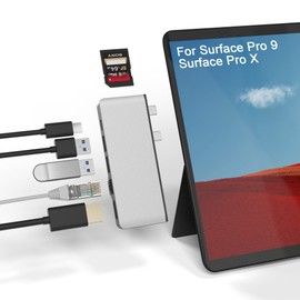 Surface Pro 9 Accessories, Surface Pro 9 Docking Station with 4K HDMI, USB C Thunerbolt 4 (Video + Data + 100W Charging), 100 Mbps LAN, 3.5 mm Audio, 2 USB 3.0, SD/TF for Surface Pro 9/Pro X