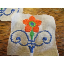 Unbranded 3 Vintage 1960's Iron on Embroided orange floral appliques  for vintage jeans