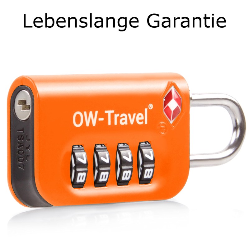 OW-Travel Luggage Locks TSA Approved (2 Pack Orange) 4 Digit