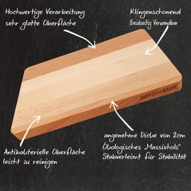 DEKOFANT Breakfast Board Beech Wood 25 x 16 x 2 cm I Pleasantly Thick I Made of Domestic Wood I Leave Natural I Practical Breakfast Board Oiled Square