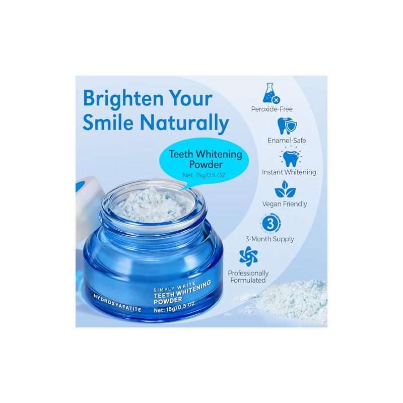 Enamel-Safe Teeth Whitening Powder - Hydroxyapatite - Gentle on Teeth