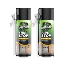 SPRAYMAN Fire Stop Spray Foam - (2x12oz) Orange Fire Block Spray Foam, Fire Rated Polyurethane Spray Foam for Gap Filling, Sealing on Windows & Doors, Walls, Joints & Pipes, Straw Use - 2 Pack