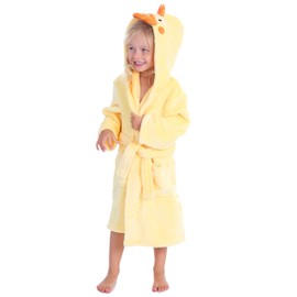Kids Infant Girls Boys Unisex Hooded Dressing Gown Animal Themed Robe Duck 3-4 Years Yellow
