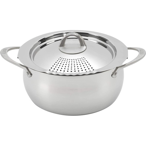 Bialetti Oval 6 Quart Multi-Pot with Strainer Lid, whole pasta, corn, lobster, Stainless Steel