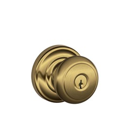 Schlage F51A and 609 and Andover Keyed Entry Knob, Antique Brass