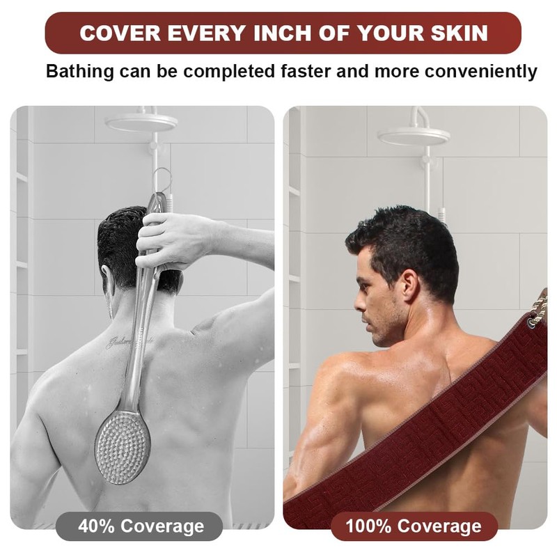 URAQT Back Scrubber, Exfoliating Back Scrubber for Shower, Double-Sided Back