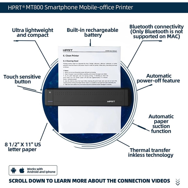 Phomemo Portable Printers Wireless for Travel - M08F-A4 Bluetooth Thermal