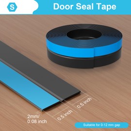 Greymond Silicone Door Seal Strip, Door Sweep Weather Stripping Tape for Draft Stopper, Shower Glass Gaps, Black, 20 Feet x 1 Inch