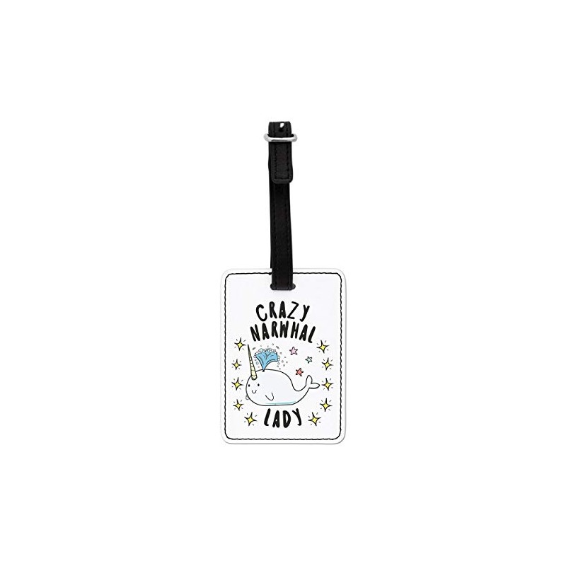 Gift Base Crazy Narwhal Lady Stars Visual Luggage Tag with