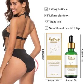 Aceite Esencial de Glúteos Hiplift 2Pc, Aceite Esencial de Mejora Reafirmante de Glúteos para Mujeres, Aceite de Masaje Con Levantamiento de Cadera A Base de Hierbas Naturales, Aceite de Ma