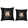 Vintage Japanese Cat Eating Noodles Ramen Poster Throw Pillow