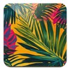 Tropical Leaf Coaster Set, Exotic Floral Art 9cm Glossy Wood