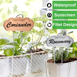 TCYPUHL 30 PacksTCYPUHL Metal Plant Labels, Tall Outdoor Garden Markers for Flowers, Fruits and Vegetables, 304 Stainless Steel Weatherproof Signs (4" x 1.9", Silver, Black and Gold)