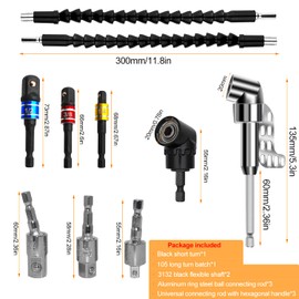 10 x Angle Attachment, 105 Angle Bit Holder, Socket Adapter, Cordless Screwdriver, Drill Extension, Around the Corner Screwdriver, for Electric Drills (10)